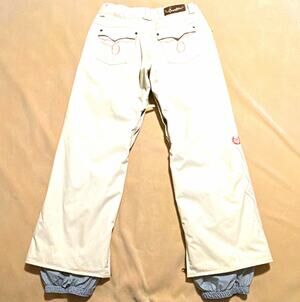 Burton Y2K Women's Dryride White/Gray Solid Snow Pants w/ Gaiters Ski Snowboard